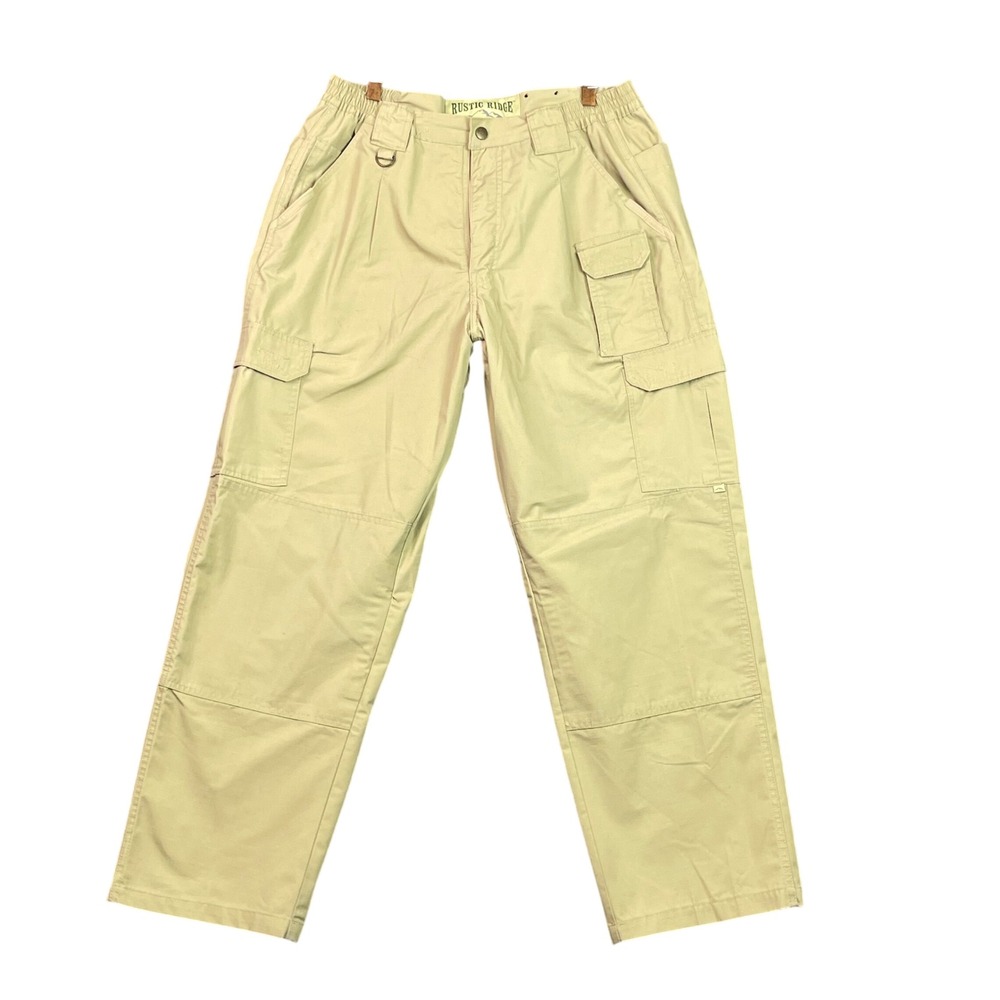 Rustic Ridge Cargo Pants Mens 36/28 Tan Ripstop Tactical Outdoor Hunting Khaki